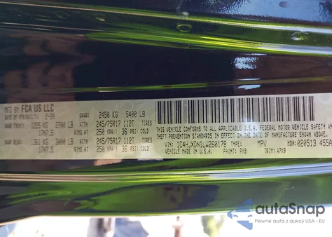 2020 Jeep Wrangler Unlimited Black And Tan 4X4/Freedom 4X4/Sport 4X4/Sport Altitude 4X4/Sport S 4X4/Willys 4X4/Willys Sport 4X4 z USA, uszkodzony, nr VIN 1C4HJXDN1LWC60178